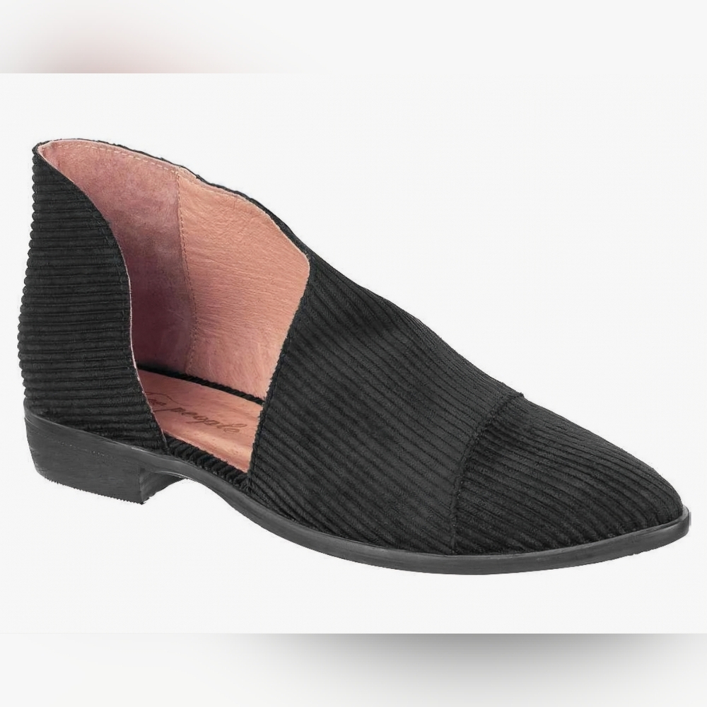 Free People Fabric Royale Black Corduroy- EU37 Bohemian Flat Romantic